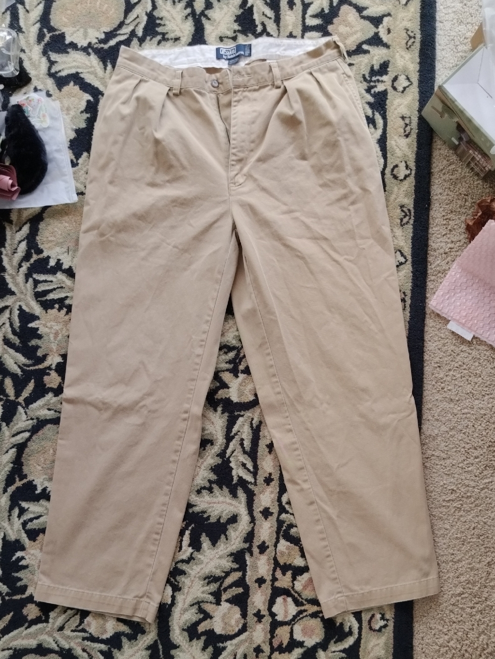 Polo by Ralph Lauren Men’s Pleated Chino Pants in Tan